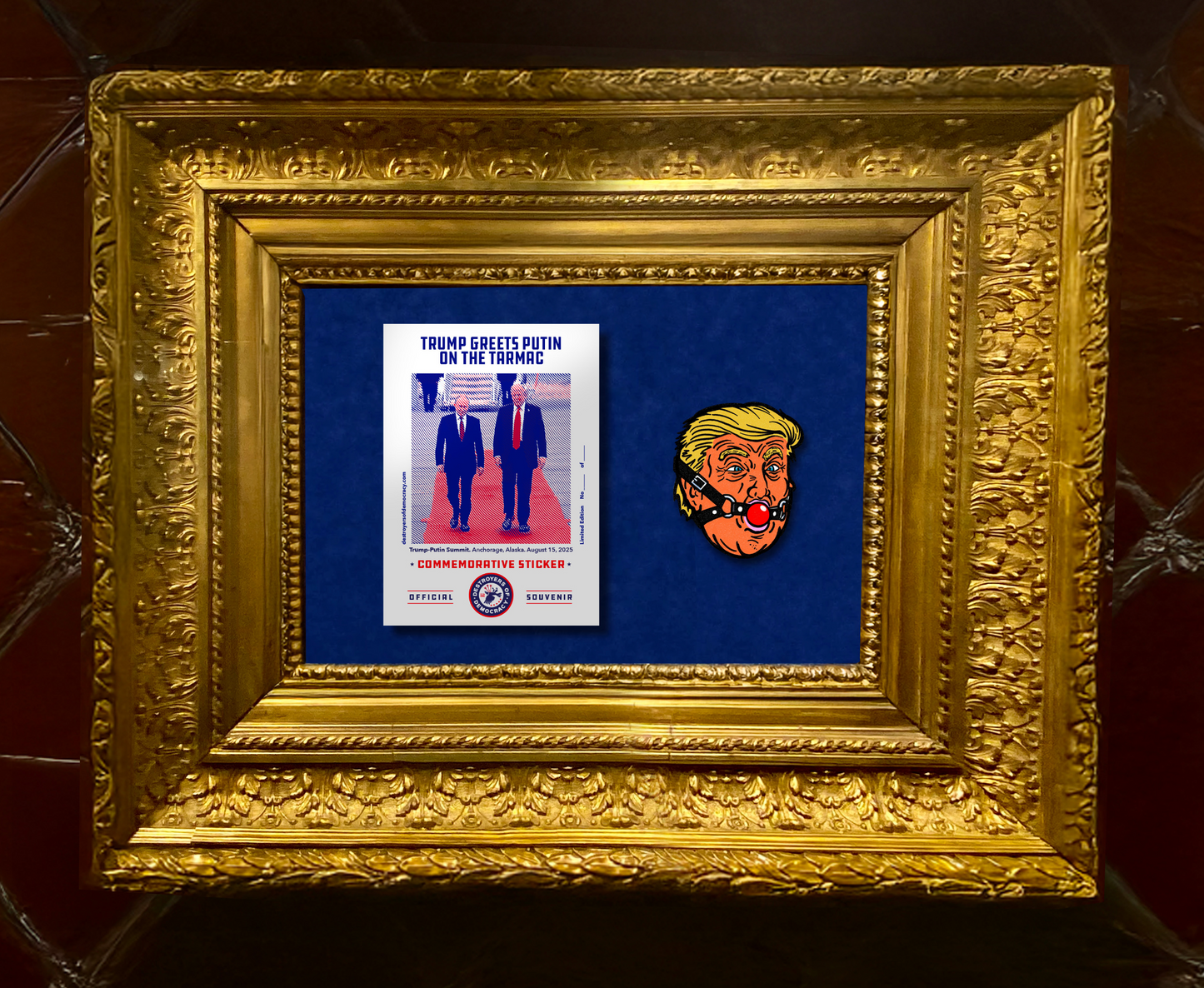 Trump Greets Putin On the Tarmac Commemorative Ltd. Sticker